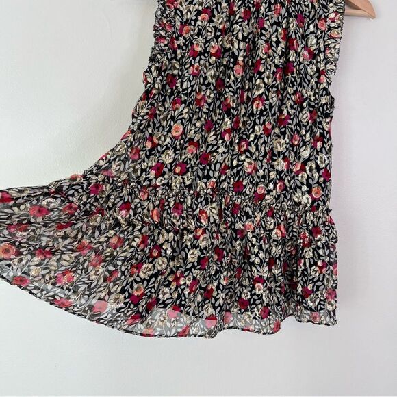 Kate Spade Floral Park Clip Dot Metallic Silk Blouse Top Sz XS Sleeveless - Picture 6 of 11